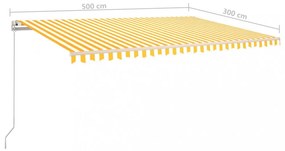sárga és fehér kézzel kihúzható napellenző 500 x 300 cm