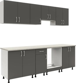 Benita 1 ajtós Alsó konyhaszekrény Antracit-Fehér 98x50x80 cm N