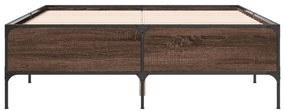 barna tölgyszínű szerelt fa és fém ágykeret 160 x 200 cm