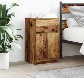 2 db antik fa színű szerelt fa éjjeliszekrény 39x35x65 cm