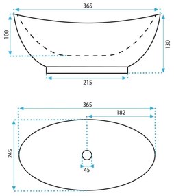 REA-U6803 - Ráépíthető mosdó KATE 24,5x36,5 cm kerámia/fényes fehér