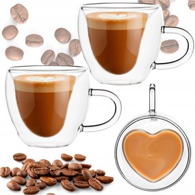 2db Termo Pohár Füllel 220ml Kávé Tea Csésze Valentin Nap