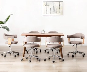 6 db tópszínű hajlított fa és szövet forgó étkezőszék