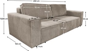 Kihúzható heverő, szürkésbézs Taupe, HARPERA BIG SOFA