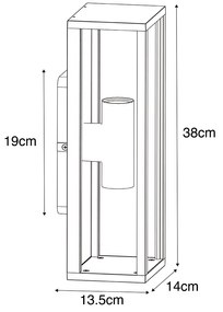 Okos kültéri fali lámpa fekete bordázott üveggel, 2 Wifi A60-as izzóval - Charlois