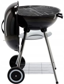 Faszén grill kerekeken burkolattal gömb - fekete