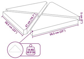 Esernyősúlytányérok 4 db szürke gránit háromszög 14 kg