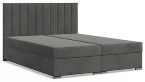 Agen ágy, bársony, 140 x 200, ágyneműtartóval, sötétszürke