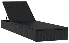 1 db fekete polyrattan napozóágy asztallal