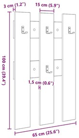 Fali Kabáthorog kézműves tölgy 65 x 3 x 100 cm Faanyag