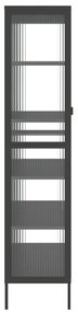 fekete üveg és acél magasszekrény 85 x 40 x 180 cm
