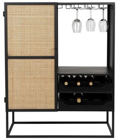 Fekete rattan bortartó szekrény 8 palackhoz, 80x100 cm Guuji - White Label