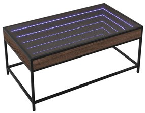 Barna tölgy végtelen hatású LED-es dohányzóasztal 90x50x41 cm