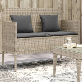 világosszürke polyrattan kerti pad párnákkal