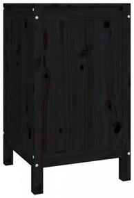 fekete tömör fenyőfa szennyestartó láda 44 x 44 x 76 cm
