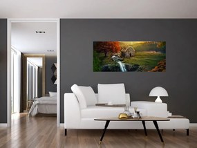 Egy ház képe egy mesebeli tájban (120x50 cm)