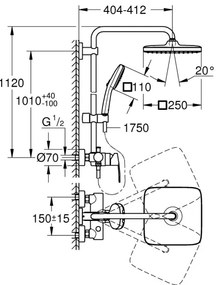 GROHE 26985001 - Zuhanyrendszer VITALIO COMFORT 250 250 × 250 mm fényes króm