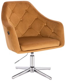 HR831CROSS Mézbarna modern velúr szék krómozott lábbal