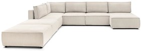 Krémszínű kordbársony sarokkanapé ("U" alakú-variálható) Nihad modular – Bobochic Paris