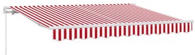 Kézi Behúzható Napernyő Piros és Fehér 350x200 cm