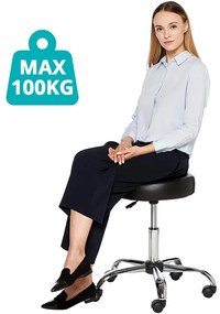 Gurulós kozmetikai szék állítható magassággal-fekete