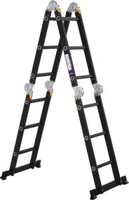 DURHAND Többfunkciós Összecsukható Létra Lépcső Kereszt 5 az 1-ben Hordozható 2 Platform Lappal Csúszásgátló Talppal Alumínium Zsanérokkal 150 kg 370x
