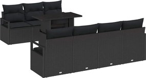 vidaXL Kerti Kanapé Szett párnával tárolóval 8 pcs Fekete Poli rattan