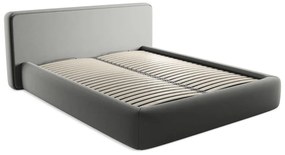 Szürke kárpitozott ágyneműtartós franciaágy ágyráccsal 160x200 cm Kiana – Makamii