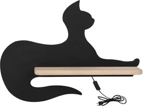 Gyerek fali lámpa Led polccal fa barna fekete macska 4000K Candellux