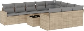 vidaXL 11 részes bézs polyrattan kerti ülőgarnitúra párnákkal