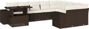 vidaXL 10 részes barna polyrattan kerti ülőgarnitúra párnákkal