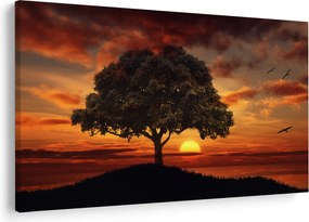 Fa képe naplementével (90x60 cm)