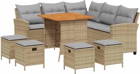 vidaXL 6 részes bézs polyrattan kerti ülőgarnitúra párnákkal L-alakú