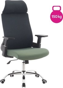 Irodai szék, sötétszürke/zöld/króm, teherbírás 150 kg, HOLGER