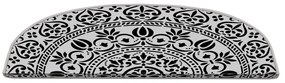 Fekete-fehér lépcsőszőnyeg szett 16 db-os 20x65 cm Anatolian Lace – Vitaus
