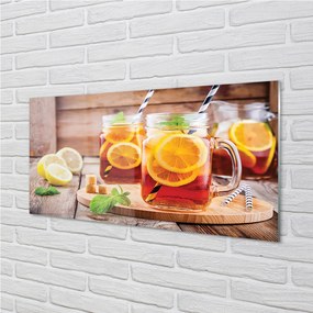 Üvegképek Hideg tea citrus szívószálak 125x50 cm