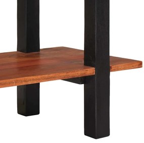 Konzolasztal polcokkal Barna 110 x 30 x 75 cm tömör akácfa