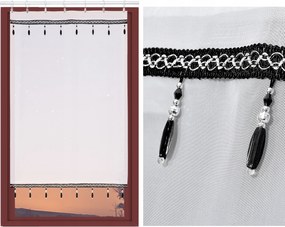 Kész függöny panel, fátyol képernyő fehér fekete gyöngyökkel 60x100 cm széles