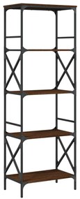 5 szintes barna tölgy színű szerelt fa könyvespolc 56x35x171 cm