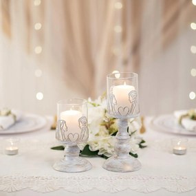 Fém Gyertyatartók Oszlopos Gyertyák Esküvő 2 db Szürke Arany