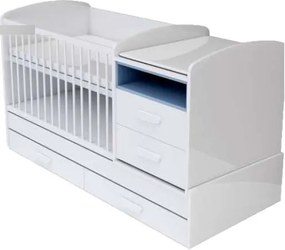 Todi Bianco kombi Kiságy pelenkázó komóddal 70x120cm - fehér