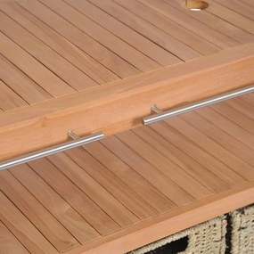 Tömör tíkfa fürdőszobai pipereszekrény 4 kosárral 132x45x75 cm