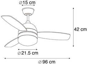Mennyezeti ventilátor fekete fa mintával 96 cm távirányítóval - Rotar