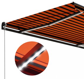 narancs és barna kézzel kihúzható LED-es napellenző 450x300 cm