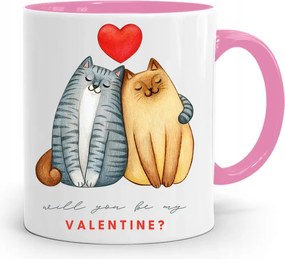 Rózsaszín Bögre Valentin Napra Will You Be My fényképes nyomtatással