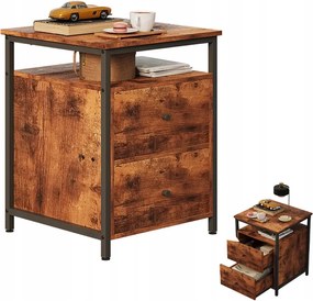 Éjjeliszekrény Hálószoba Asztal Nappali Fiókok Loft Barna Rusztikus Retro