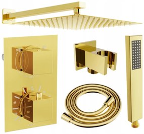 Mexen Cube DR02 rejtett zuhanyszett komplett  esöztetövel 30 cm,  arany - 77502DR0230-50 Zuhany szett komplett