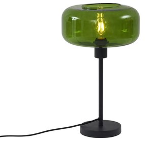 Retro asztali lámpa fekete zöld üveggel - Bizle