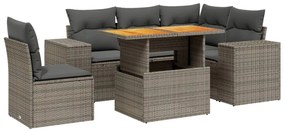 vidaXL 6 részes szürke polyrattan kerti ülőgarnitúra párnákkal