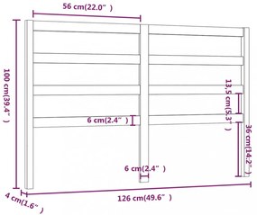 szürke tömör fenyőfa ágyfejtámla 126 x 4 x 100 cm